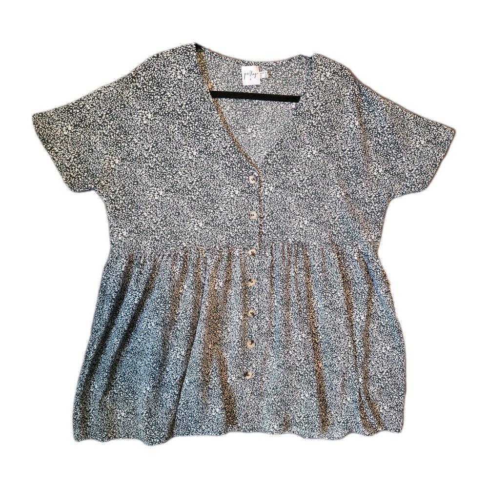 Princess Polly Green Floral Mini Babydoll Oversized Crepe‎ Dress Sz 6 Lagenlook